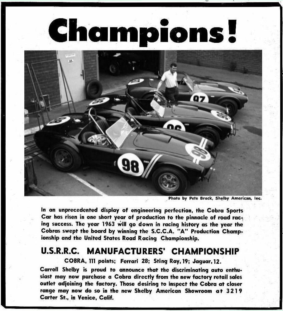 Dave MacDonald races the Carroll Shelby Cobra 260ci to its first ever win at Riverside International Raceway