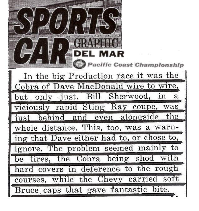 Dave MacDonald, Shelby Cobra, Del Mar Raceway
