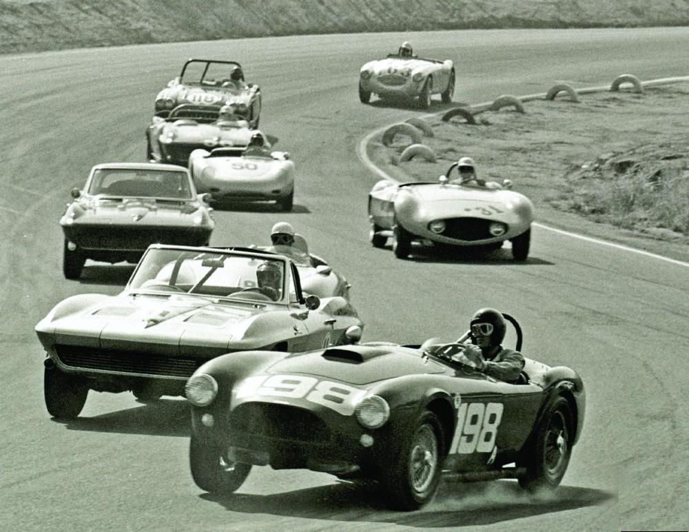 Dave MacDonald races the Carroll Shelby Cobra 260ci to its first ever win at Riverside International Raceway