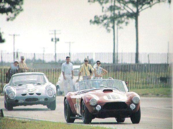 Dave MacDonald and Fireball Roberts co-drive the Shelby Cobra Roadster at the 12 HRS Sebring in 1963