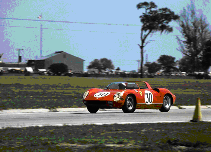 Dave MacDonald and Fireball Roberts co-drive the Shelby Cobra Roadster at the 12 HRS Sebring in 1963