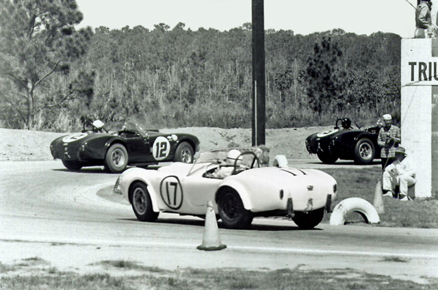 Dave MacDonald and Fireball Roberts co-drive the Shelby Cobra Roadster at the 12 HRS Sebring in 1963