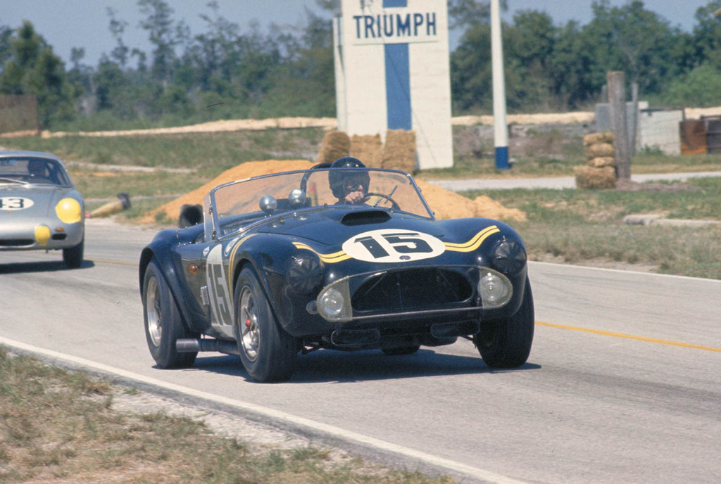 Dave MacDonald and Fireball Roberts co-drive the Shelby Cobra Roadster at the 12 HRS Sebring in 1963